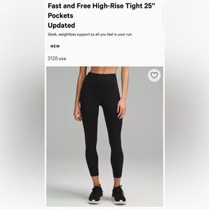 Lululemon size 4 Fast and Free high rise tight with pockets